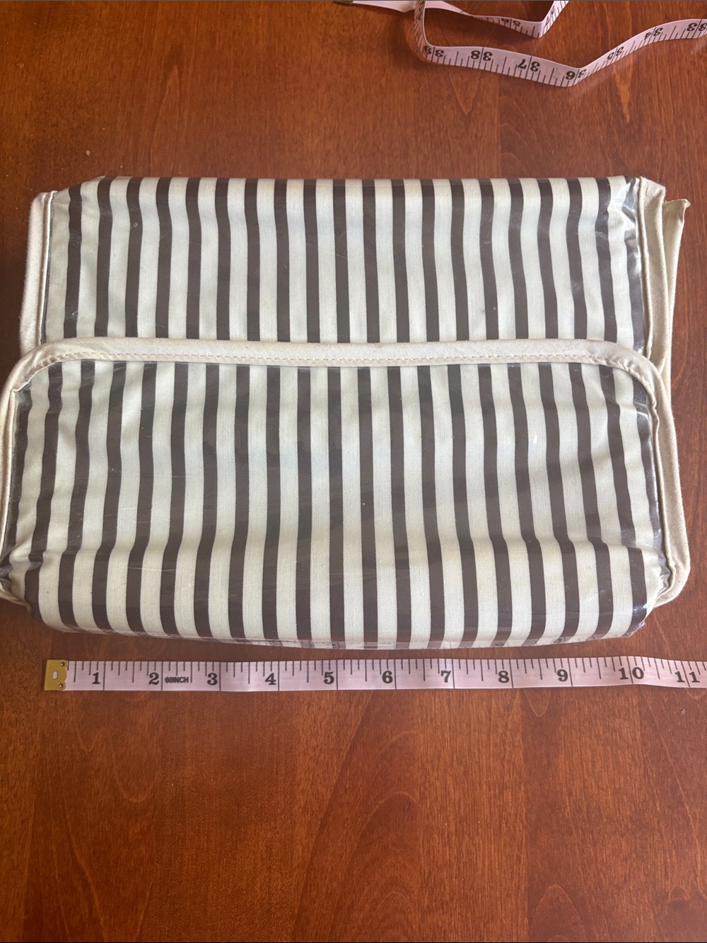 Vintage Henri Bendel Iconic Brown Striped Cosmetic Bag - Picture 6 of 8